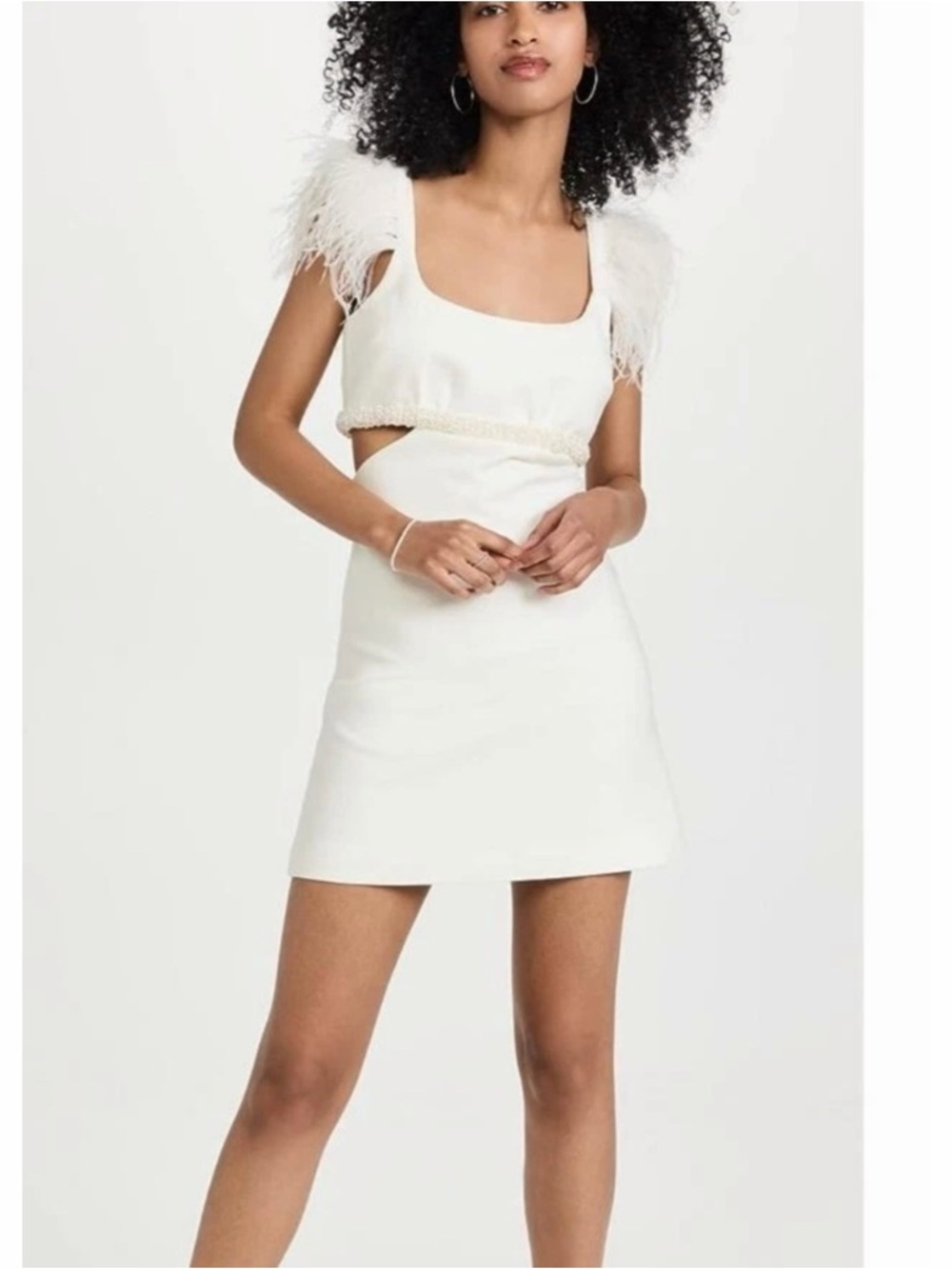 Likely Taliah Feather Pearl Beaded Cut Out Mini Dress - Picture 5 of 12